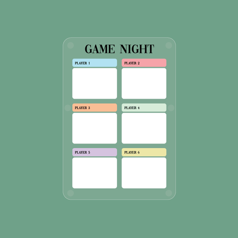 acrylic game night score board