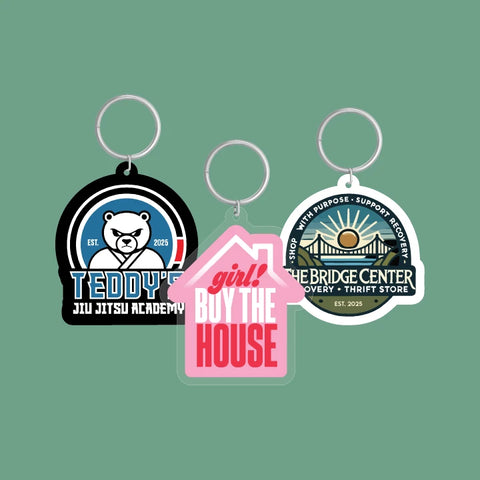 acrylic custom keychain examples with logos