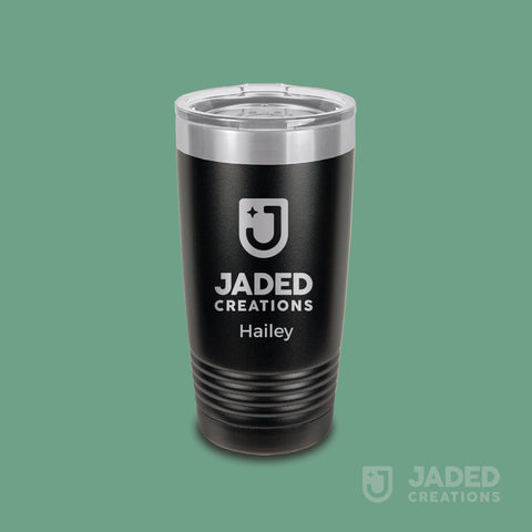 Engraved 20oz Standard Tumbler - Logo+Text, One Side