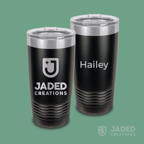 Engraved 20oz Standard Tumbler - Logo One Side, Text Other Side