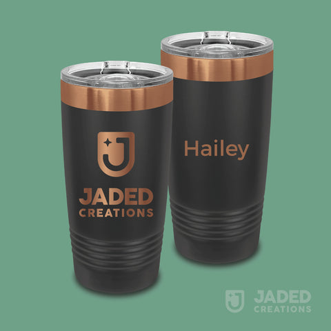 Engraved 20oz Specialty Tumbler - Logo One Side, Text Other Side
