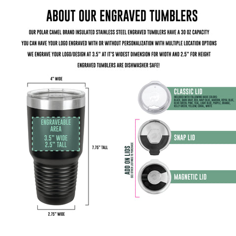 Engraved 30oz Standard Tumbler - Logo+Text, Both Sides
