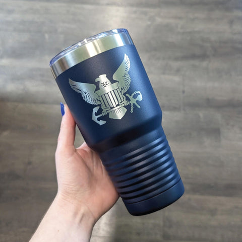 Engraved 30oz Standard Tumbler - Logo One Side, Text Other Side