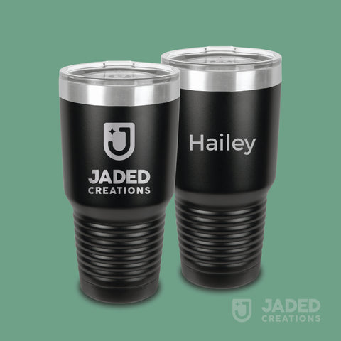 Engraved 30oz Standard Tumbler - Logo One Side, Text Other Side