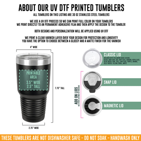 Printed 30oz Standard Tumbler - Logo+Text, Both Sides