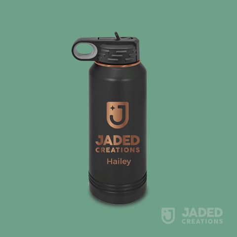 Engraved Specialty 32oz Water Bottle - Logo+Text, One Side