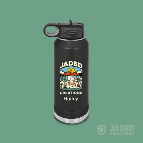 Printed Standard 40oz Water Bottle - Logo+Text, One Side