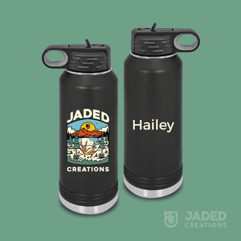 Printed Standard 40oz Water Bottle - Logo One Side, Text Other Side