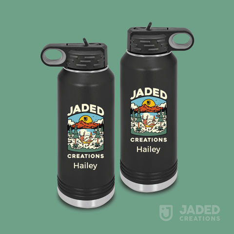 Printed Standard 40oz Water Bottle - Logo+Text, Both Sides