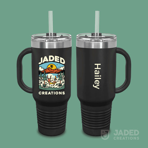 40oz Printed Tumbler with Handle Design