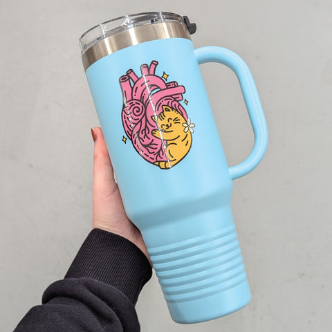 Printed Standard 40oz Tumbler with Handle - Logo, One Side