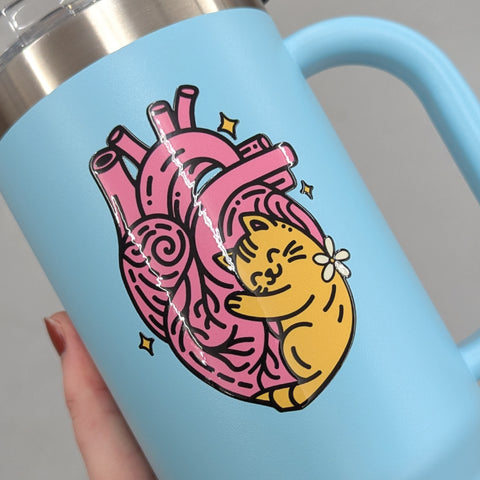 Printed Standard 40oz Tumbler with Handle - Logo, One Side