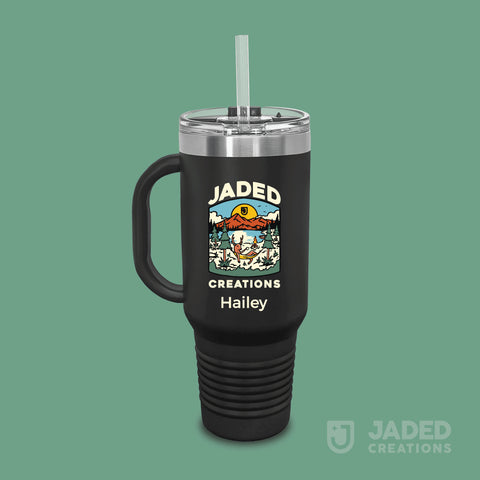 Printed 40oz Standard Tumbler with Handle - Logo+Text, One Side