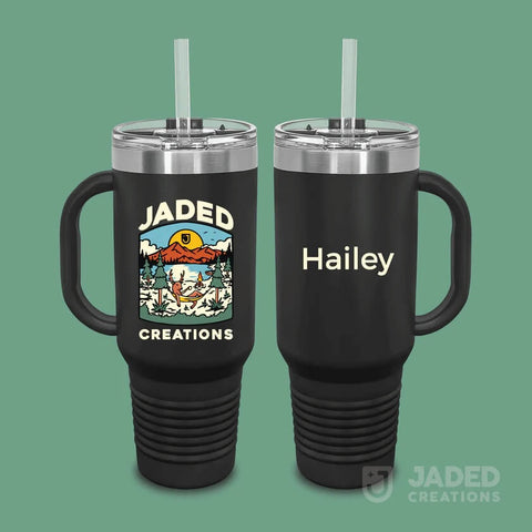 40oz Printed Tumbler with Handle Design