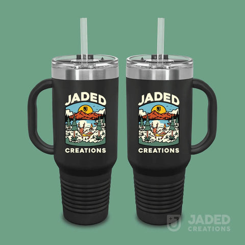 40oz Printed Tumbler with Handle Design
