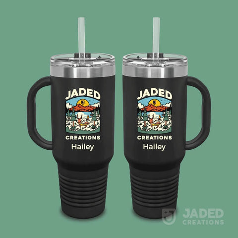 40oz Printed Tumbler with Handle Design