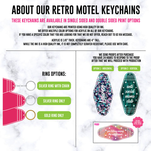 Custom Motel Text Keychains