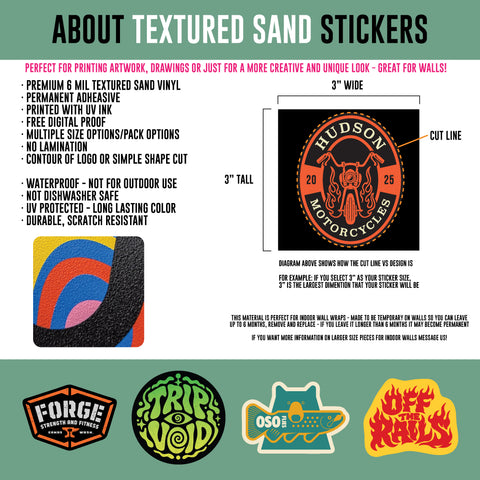 Custom Sand Textured Stickers