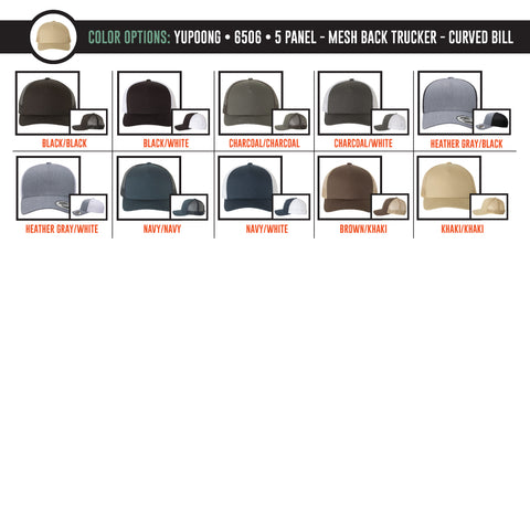 Custom Logo Hat - Yupoong 5 Panel Mesh Trucker Curved Bill