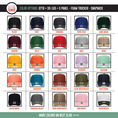 Custom Logo Hat - Otto 5 Panel Foam Mesh Trucker