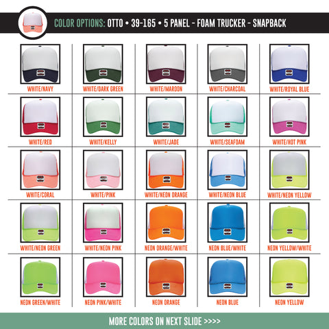 Custom Logo Hat - Otto 5 Panel Foam Mesh Trucker