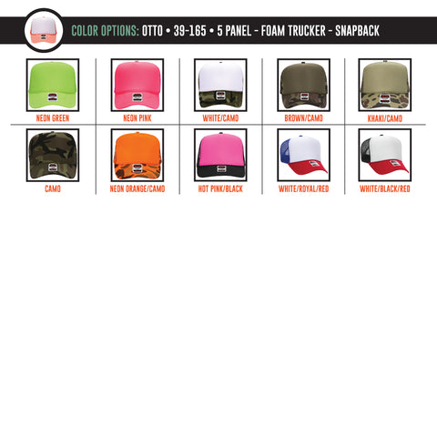 Custom Logo Hat - Otto 5 Panel Foam Mesh Trucker