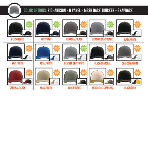 Custom Logo Hat - Richardson 6 Panel Mesh Trucker