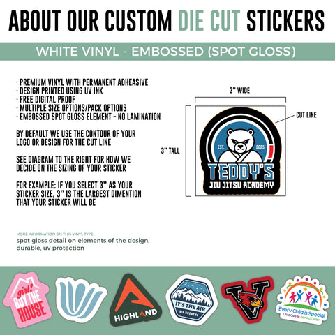 2" Die Cut Embossed Sticker