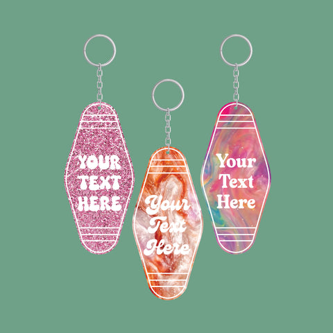 Custom Motel Text Keychains