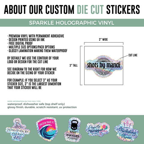 6" Sparkle Holographic Stickers