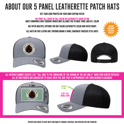 Logo Snapback Hats - 5 Panel Curved Bill